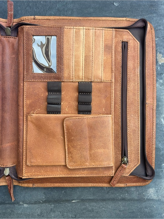Other - Brown Leather Zippered Portfolio